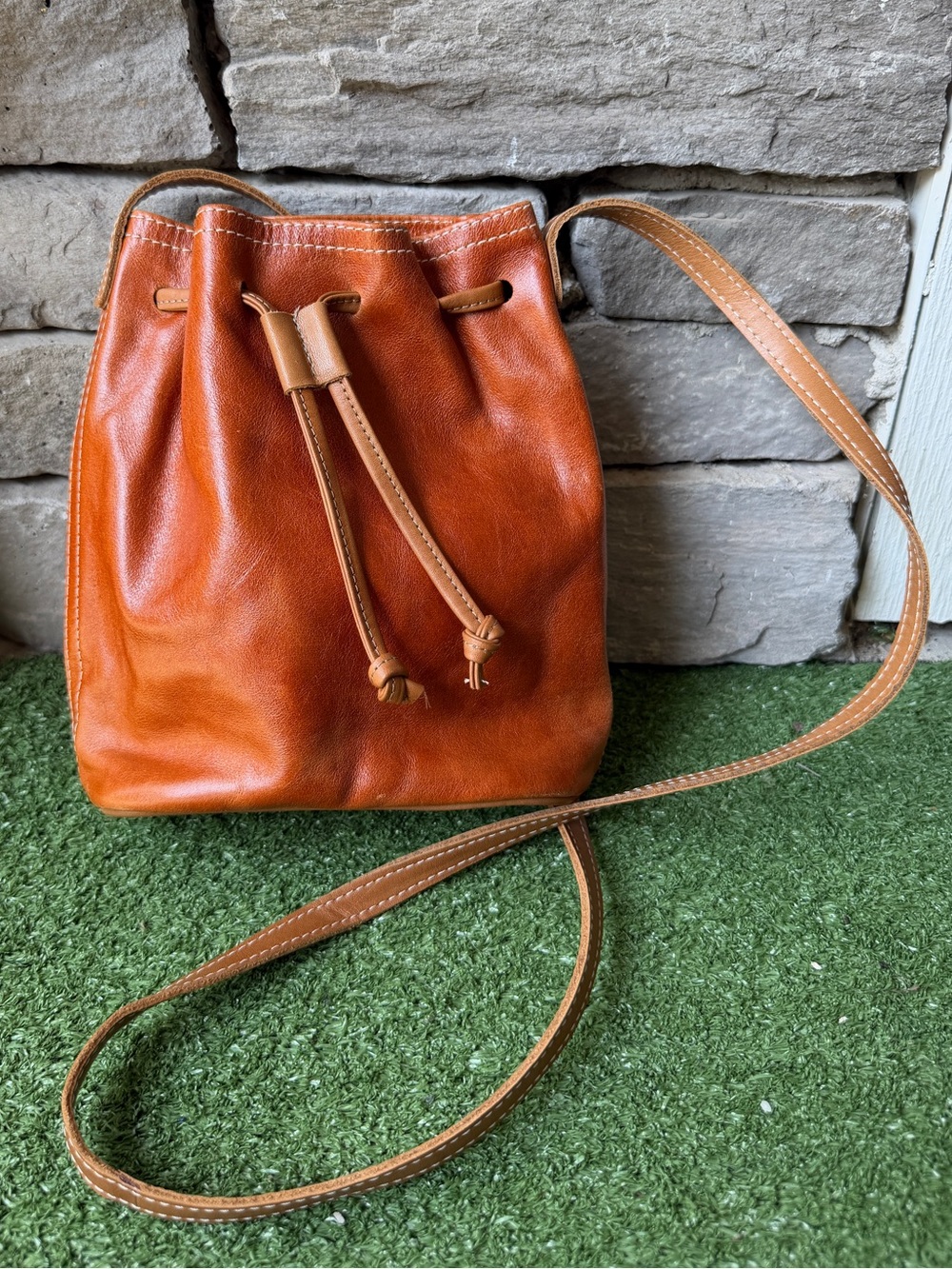 SAS Gracie Drawstring Brown Leather Women’s Crossbody Bag